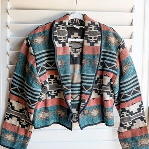 Vintage Flashback Southwestern Woven Jacket – Aztec Pattern – Size L